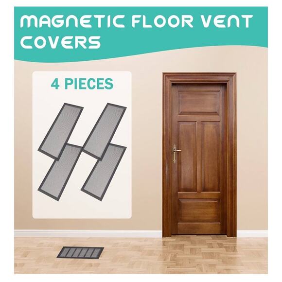 6 Pack Strong Magnetic Mesh Vent Covers White 4x10 For Home Floors Catch Debris - Picture 5 of 9